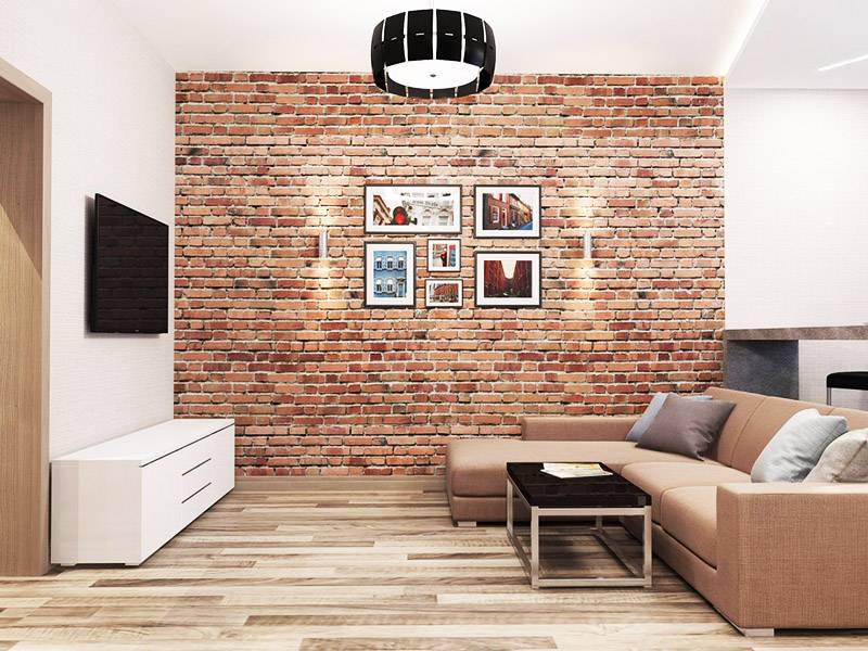 Гостиные с кирпичными стенами: варианты красивой отделки стен, плюсы и минусы применения кирпича в интерьере