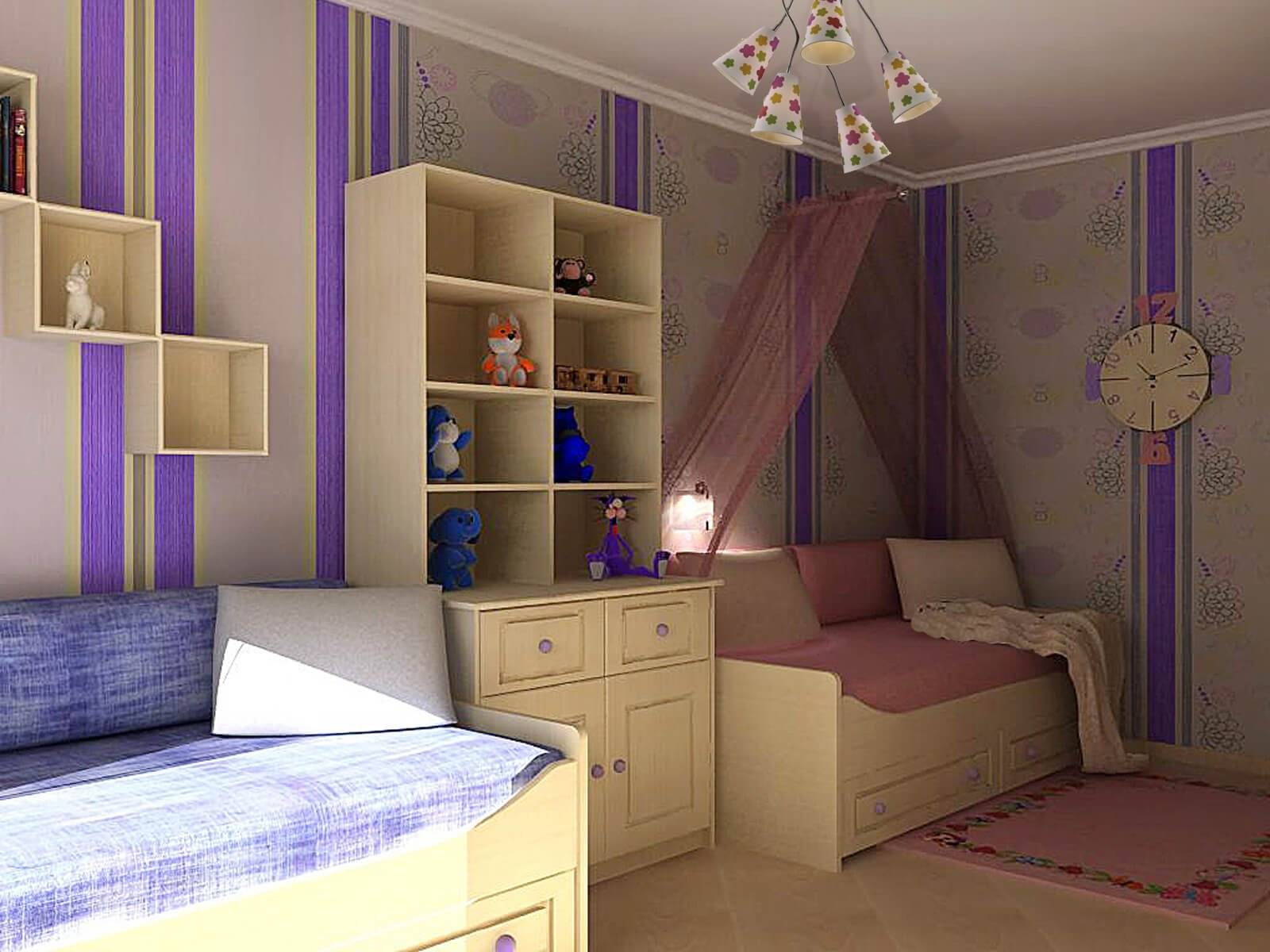 Дизайн детской комнаты для двух разнополых детей: стилизация и оформление (50 фото)