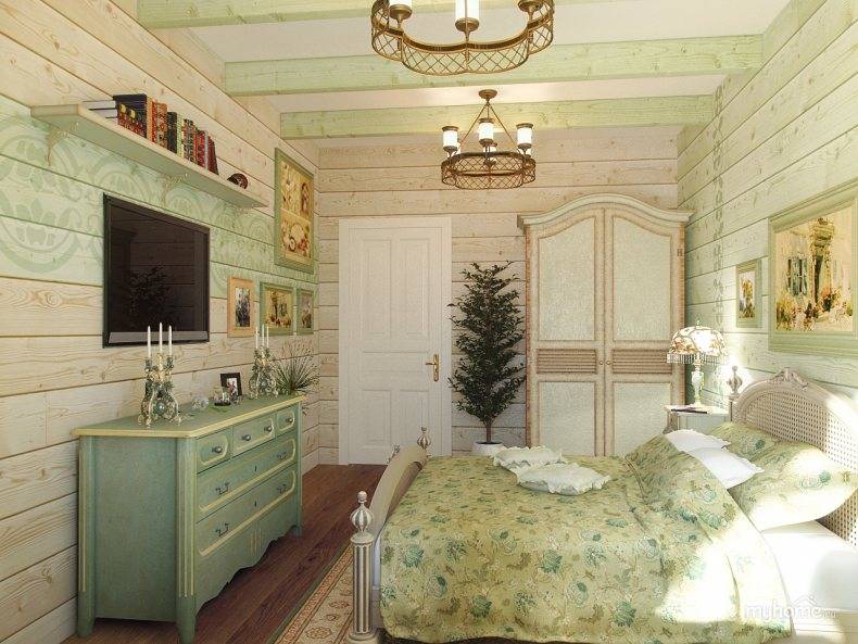 Спальня в стиле прованс: дизайн интерьера в современном деревянном доме, в малогабаритной комнате
 - 12 фото