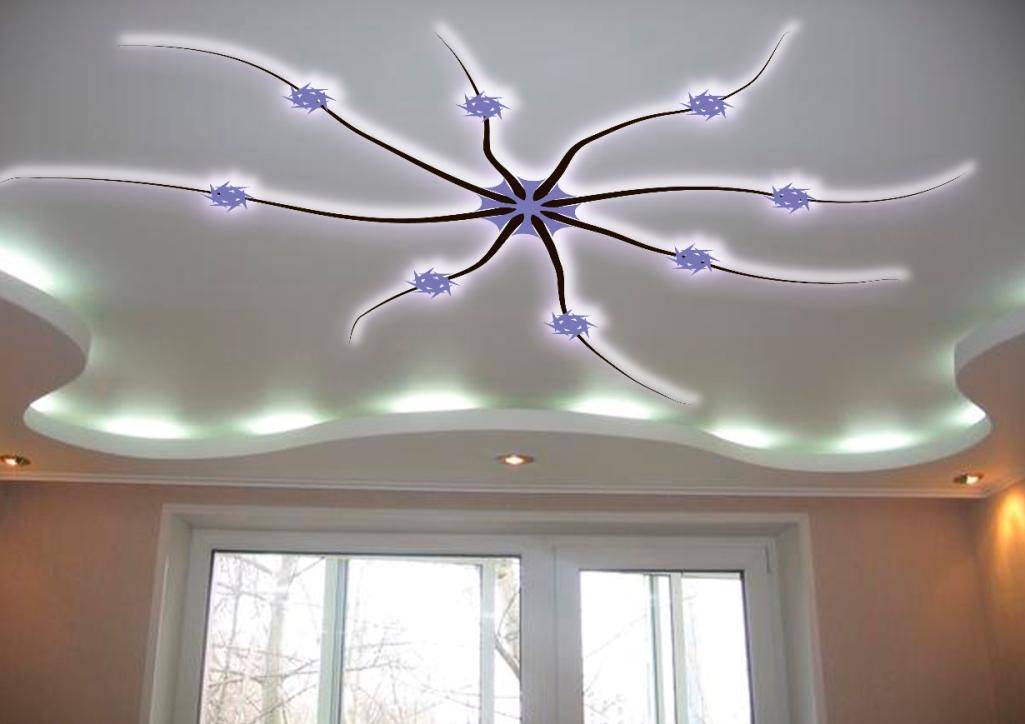 Как сделать самому красивый двухуровневый потолок из гипсокартона с подсветкой. фото и видео