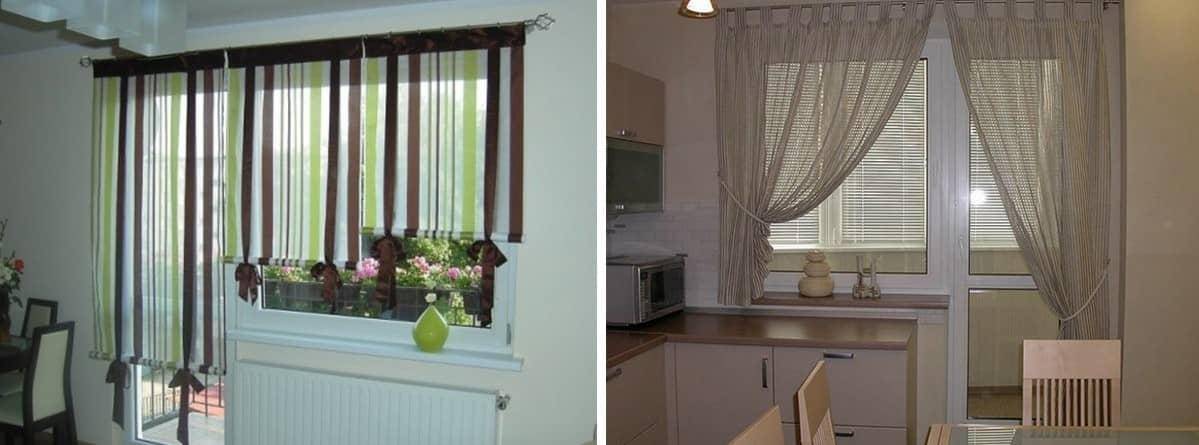 Разновидности современных штор для оформления кухонного окна с балконом