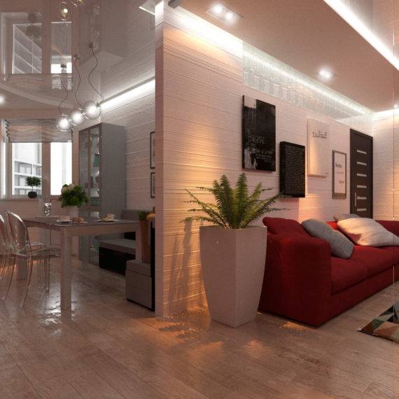 Дизайн интерьера в трехкомнатной квартире