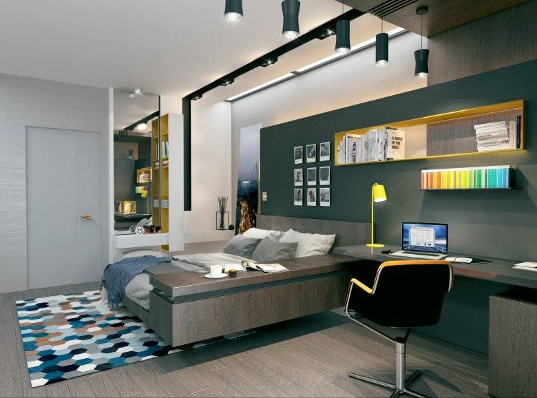 Дизайн комнаты для молодого человека в современном стиле — фото интерьера