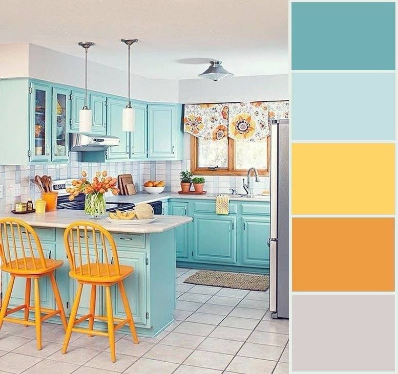 Сочетание цветов в интерьере кухни. базовые правила на примере 6 основных цветов