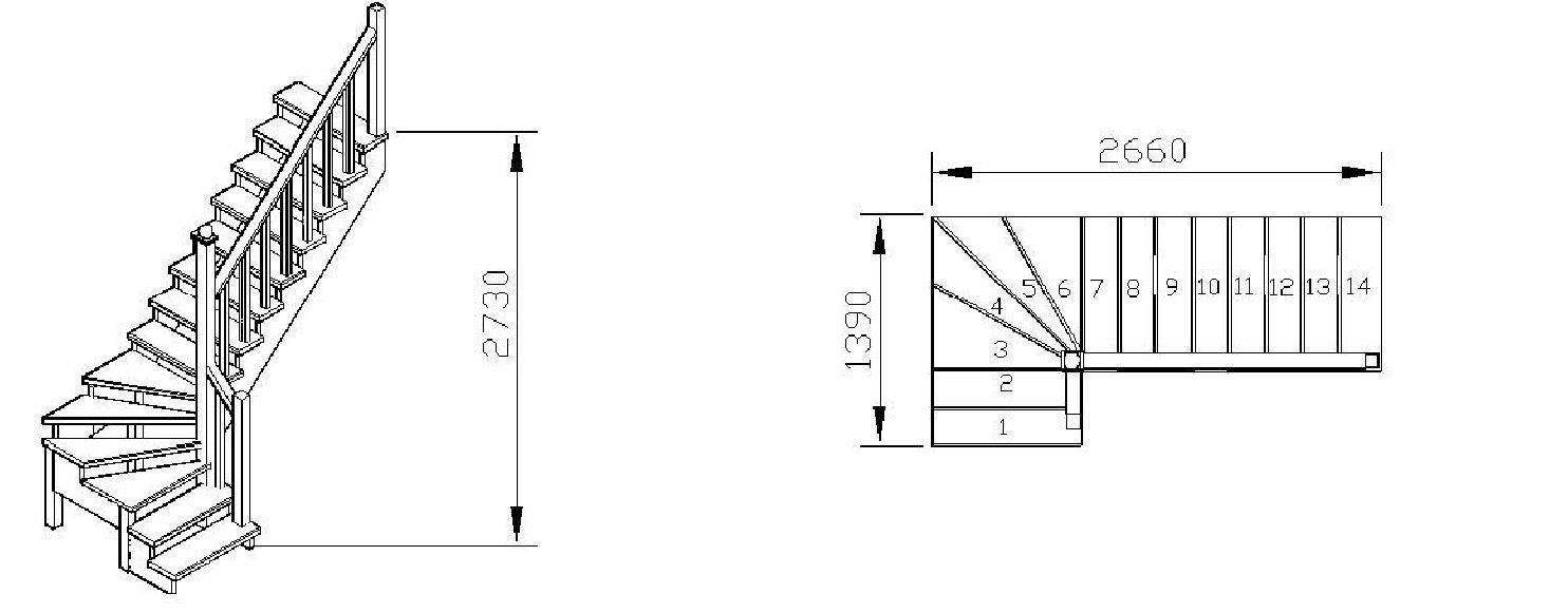 Лестница схема с размерами