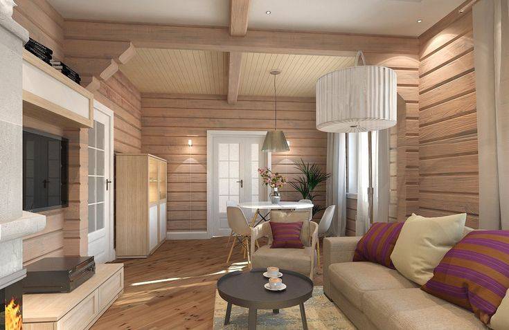 Интерьер дома из бруса — фото дизайна по комнатам