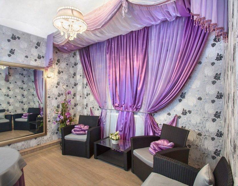 Фиолетовые шторы в интерьере: топ-100 фото оригинального дизайна и красивого сочетания