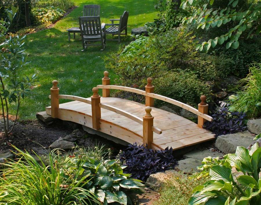 Сухой ручей в ландшафтном дизайне: как сделать декоративный мостик через сухой ручей в саду
пошагово
 - 27 фото